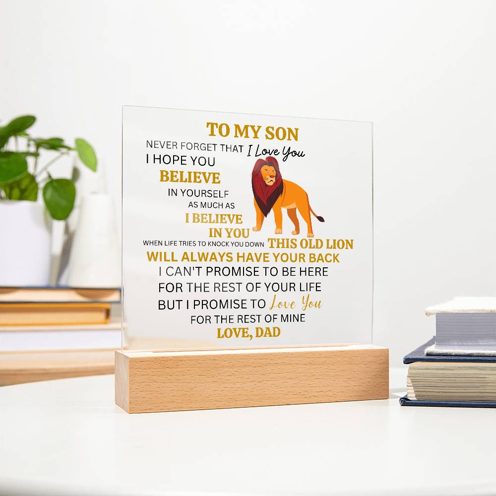This Old Lion Acrylic Plaque, Gift From Dad For Son, Newborn Birthday Graduation Gift for Him, Personalized Message Acrylic Sign From Dad
