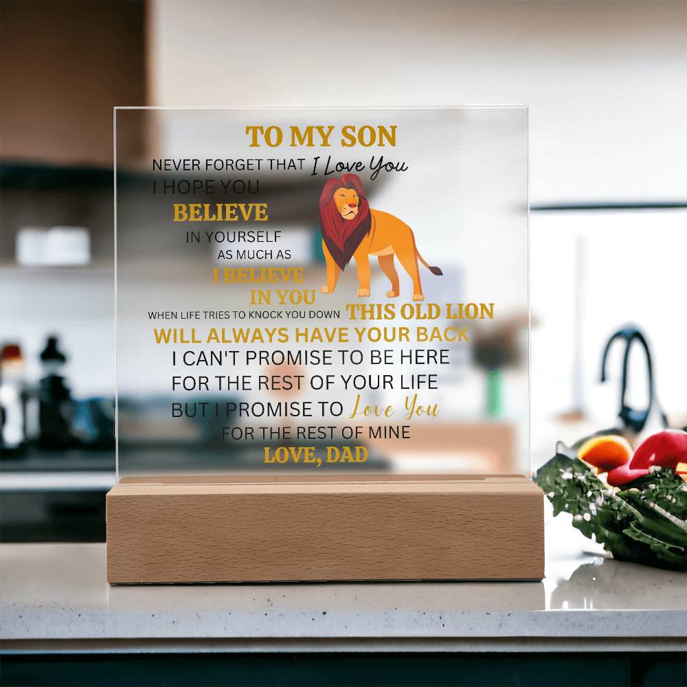 This Old Lion Acrylic Plaque, Gift From Dad For Son, Newborn Birthday Graduation Gift for Him, Personalized Message Acrylic Sign From Dad