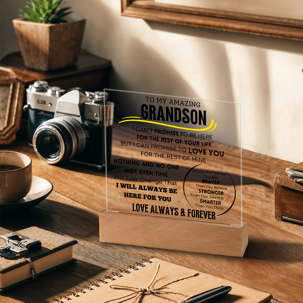 To My Grandson Acrylic LED Light Plaque