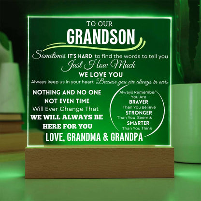 To Our Grandson Acrylic Plaque Transparent