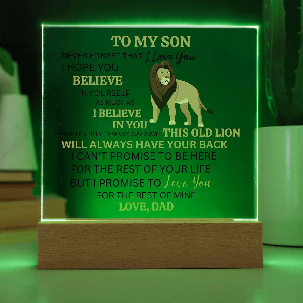 This Old Lion Acrylic Plaque, Gift From Dad For Son, Newborn Birthday Graduation Gift for Him, Personalized Message Acrylic Sign From Dad