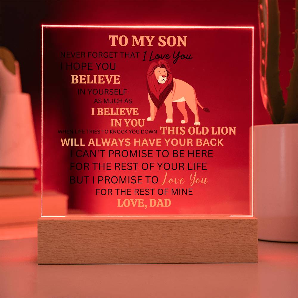 This Old Lion Acrylic Plaque, Gift From Dad For Son, Newborn Birthday Graduation Gift for Him, Personalized Message Acrylic Sign From Dad