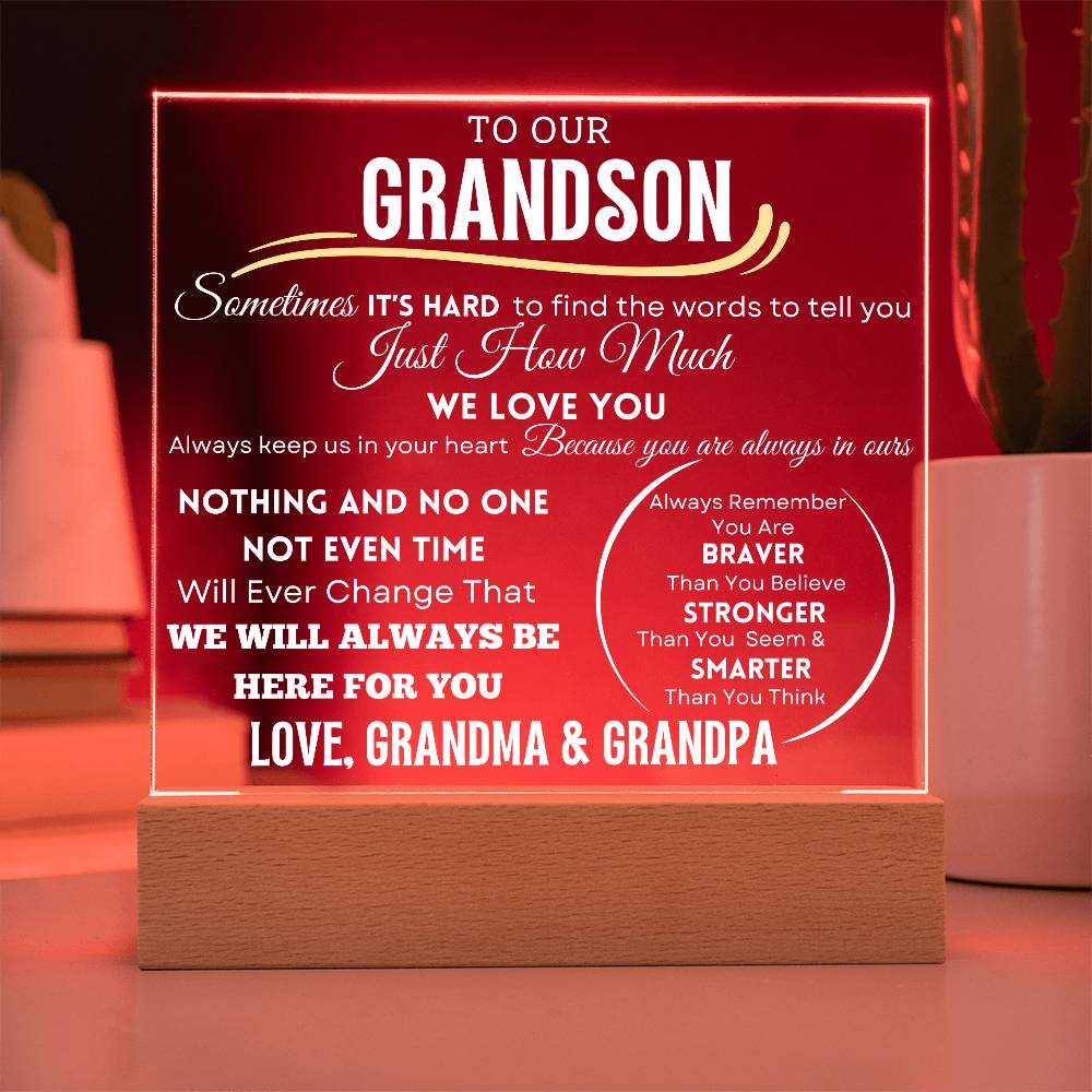 To Our Grandson Acrylic Plaque Transparent