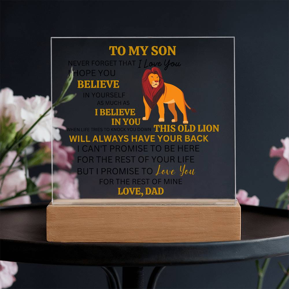 This Old Lion Acrylic Plaque, Gift From Dad For Son, Newborn Birthday Graduation Gift for Him, Personalized Message Acrylic Sign From Dad