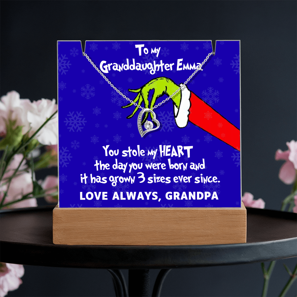 To My Granddaughter Grinch Acrylic Heart Necklace