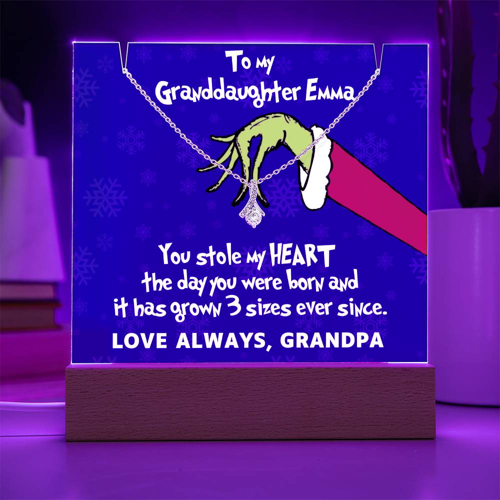 To My Granddaughter Grinch Acrylic Necklace Bundle