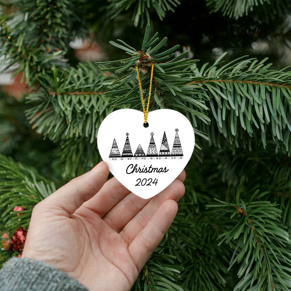 Christmas Ornament 2024 B/W Tree