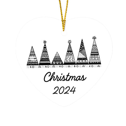 Christmas Ornament 2024 B/W Tree