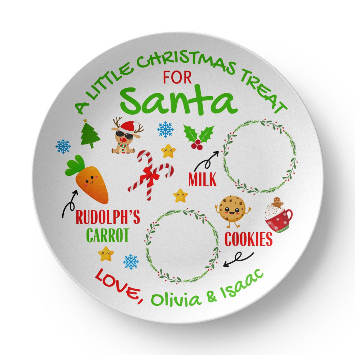 Little Kid's Plate Custom Name For Santa Cookies