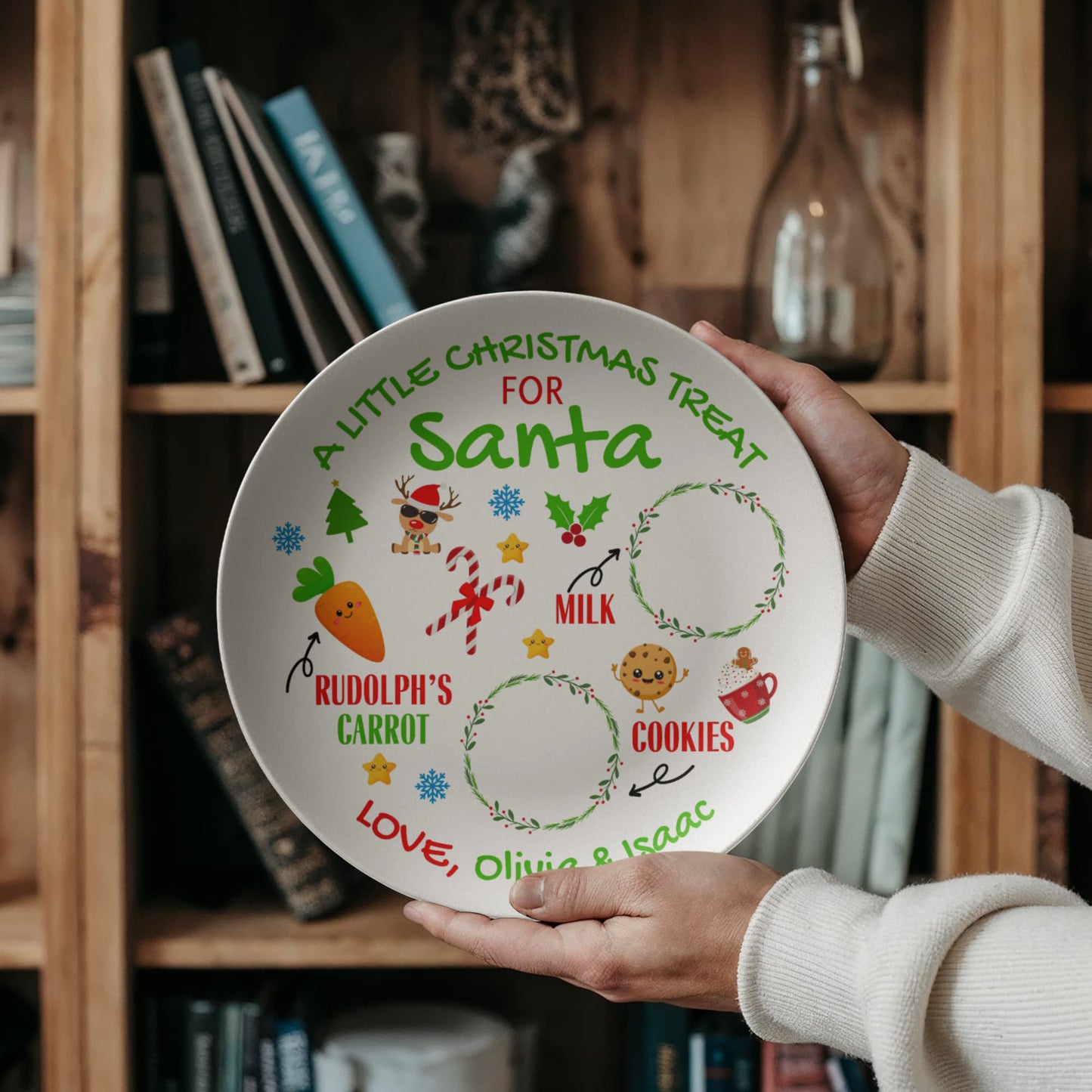 Little Kid's Plate Custom Name For Santa Cookies