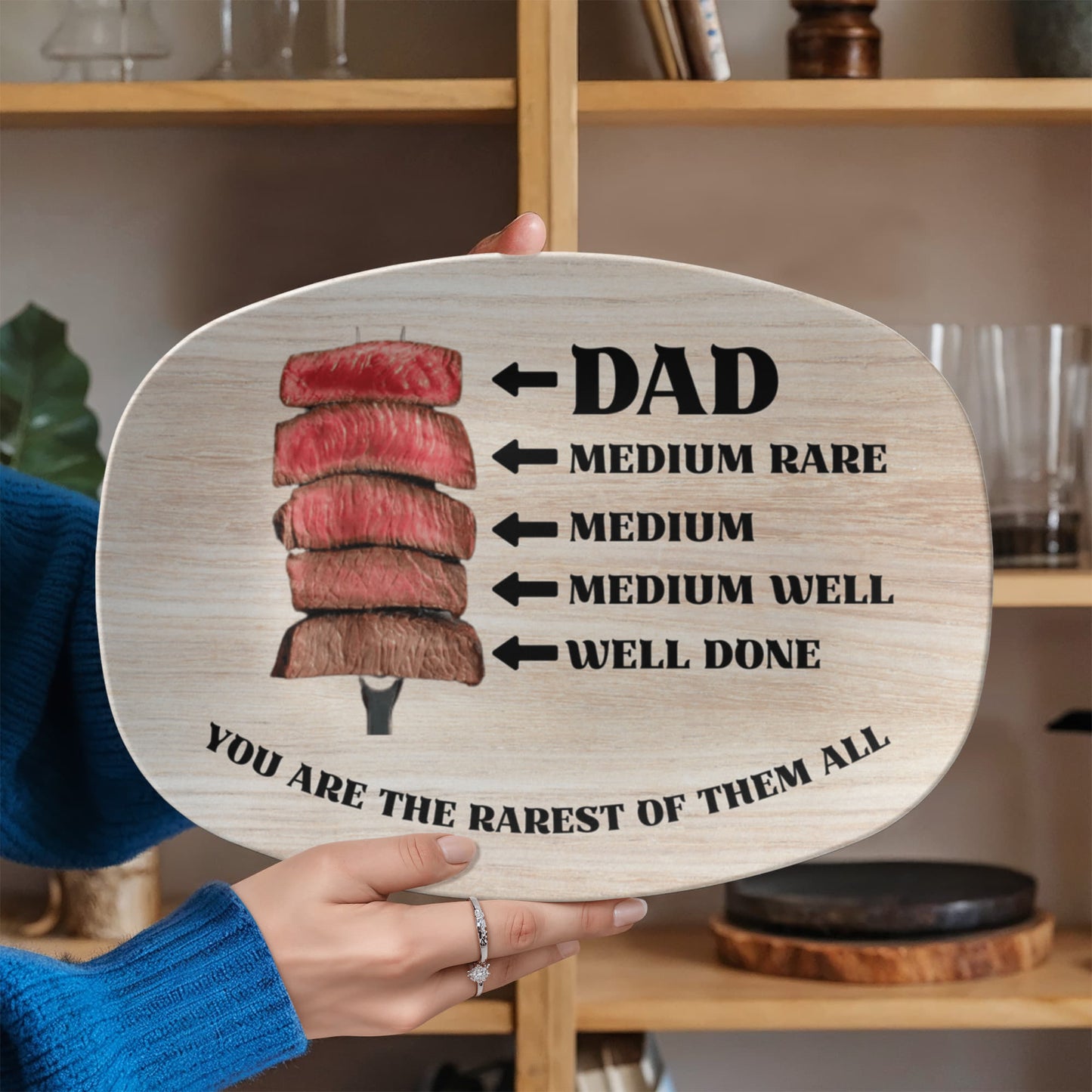 Dad Platter Light Wood Pattern Steak