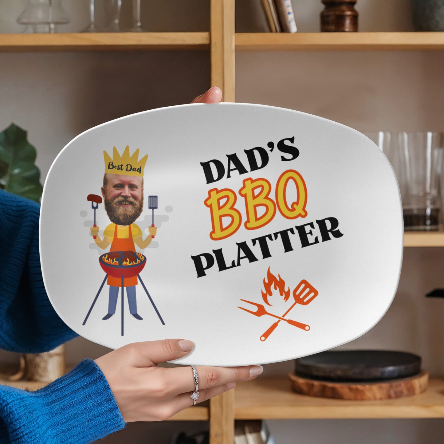 Dad's BBQ Platter, Custom Photo Platter, Father's Day Gift