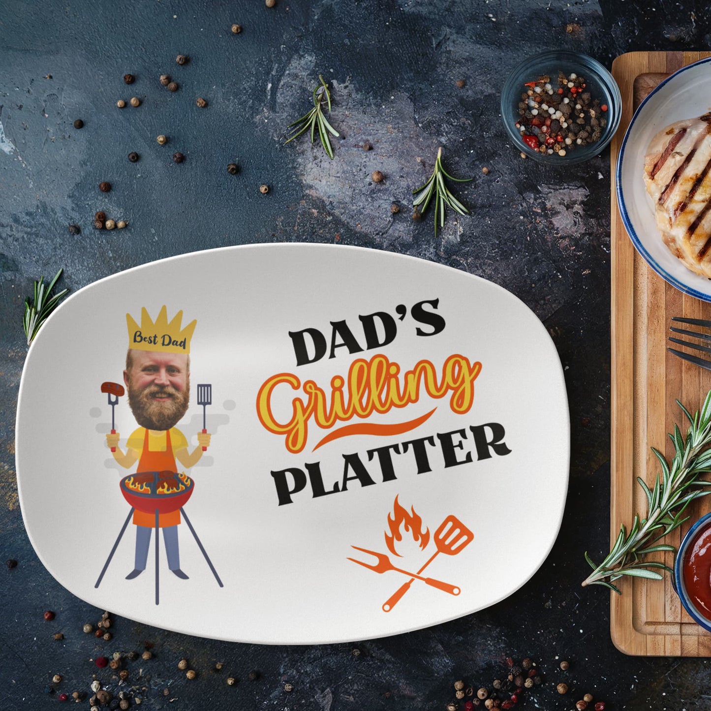 Customized Dad's Grilling Platter, Father's Day Gift