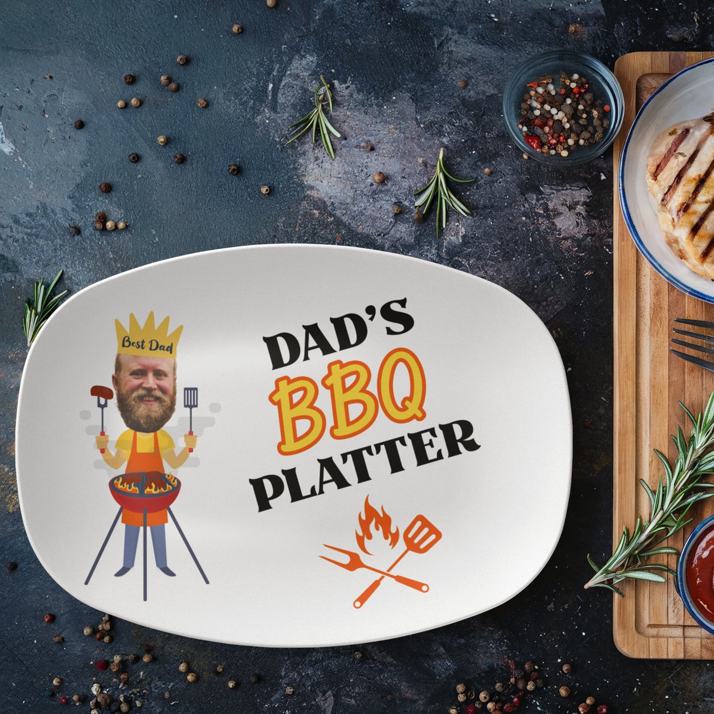 Dad's BBQ Platter, Custom Photo Platter, Father's Day Gift