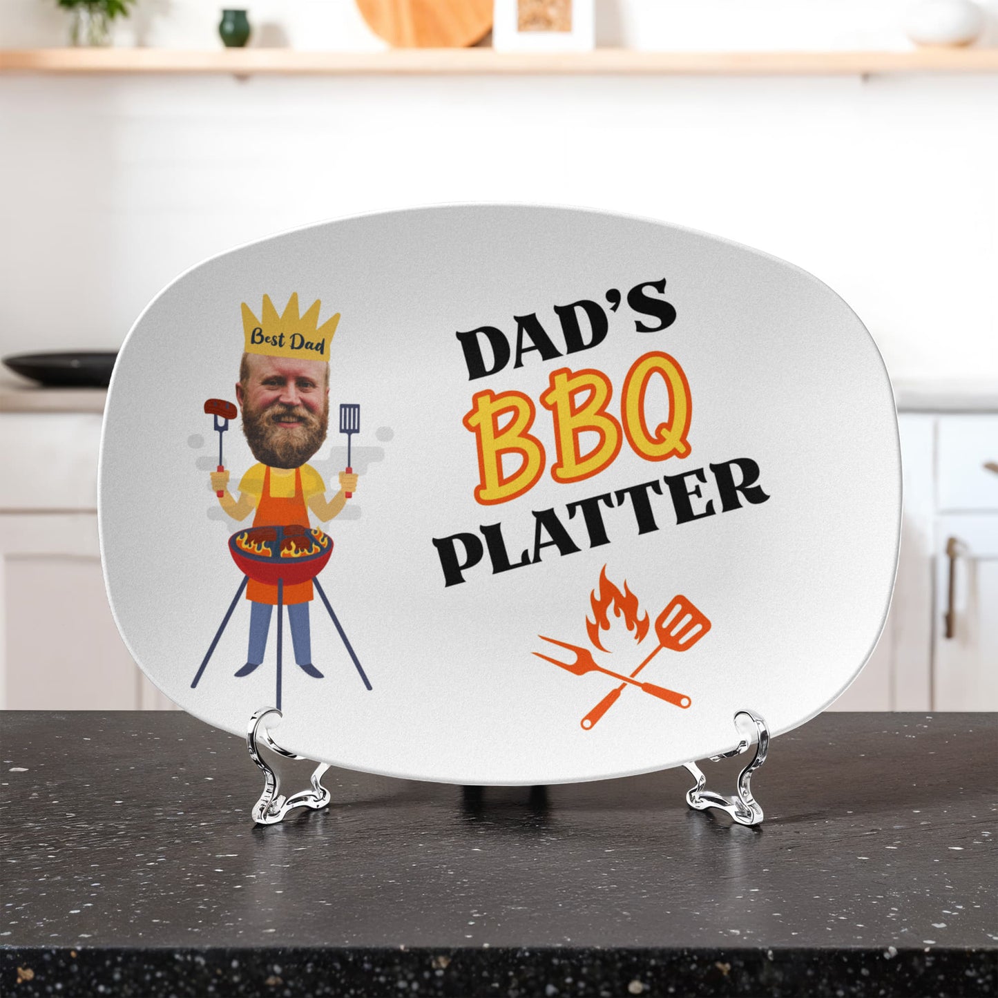 Dad's BBQ Platter, Custom Photo Platter, Father's Day Gift
