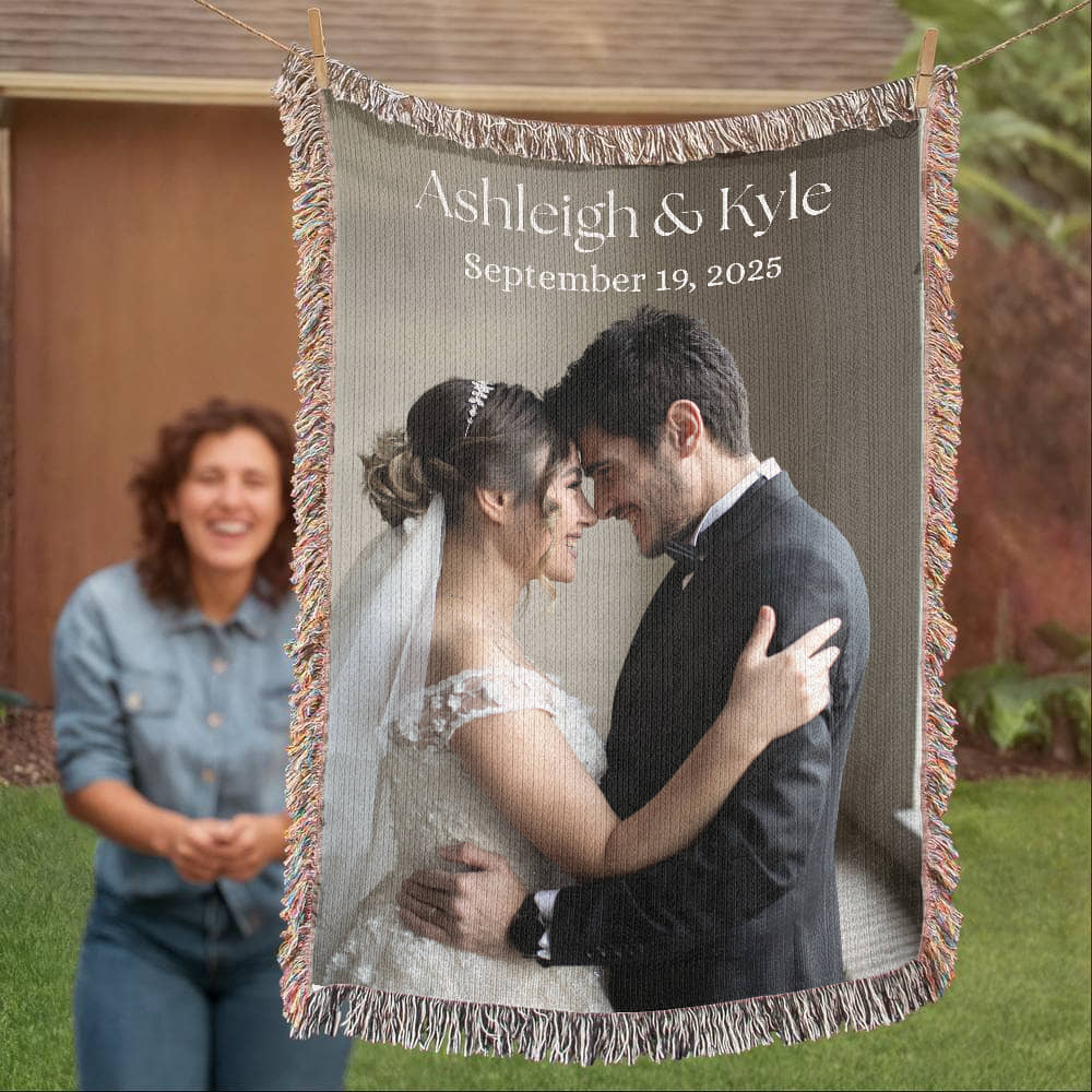 Buyer Upload Photo Heirloom Blanket Wedding Engagement Portrait