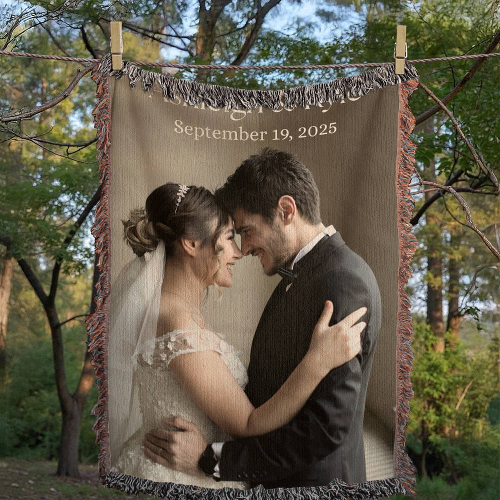 Buyer Upload Photo Heirloom Blanket Wedding Engagement Portrait