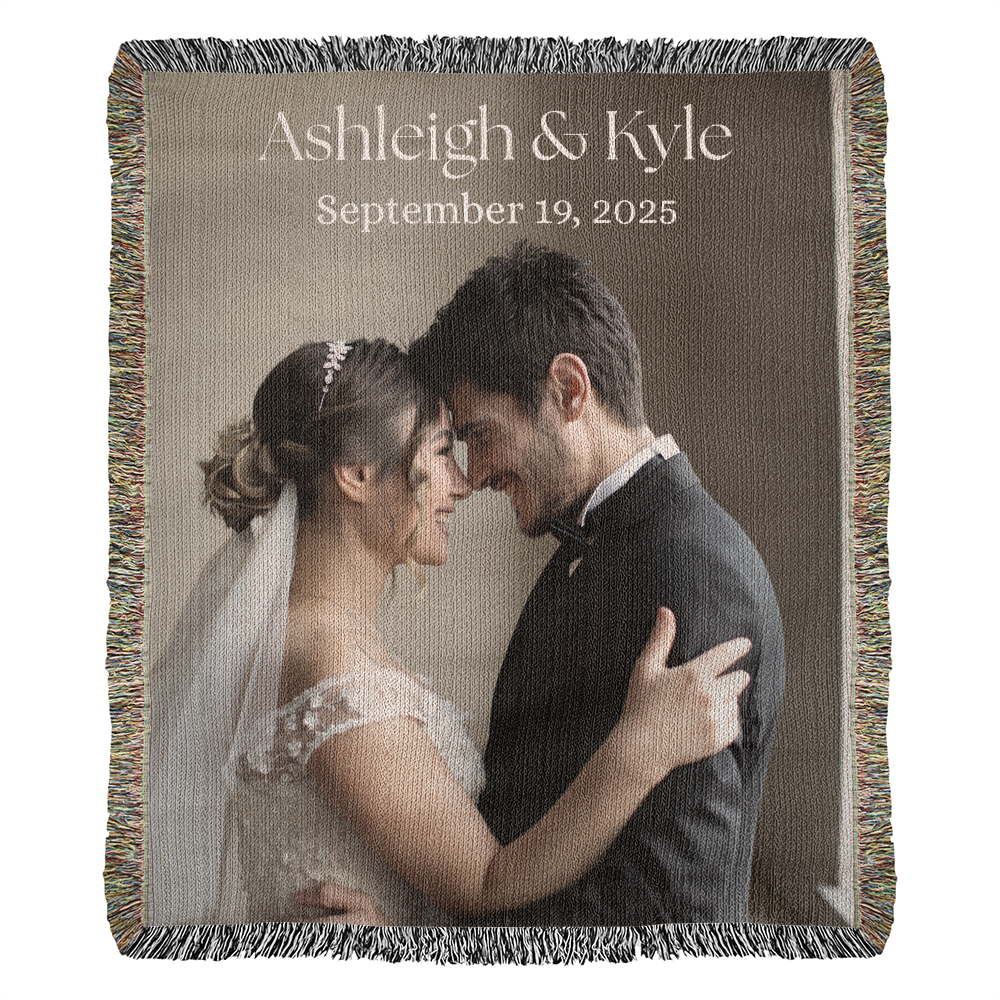 Buyer Upload Photo Heirloom Blanket Wedding Engagement Portrait