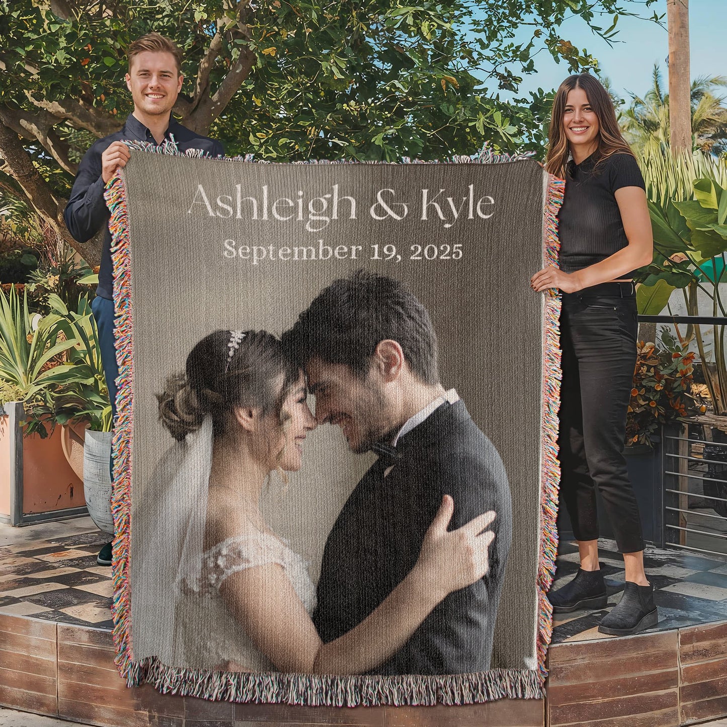 Buyer Upload Photo Heirloom Blanket Wedding Engagement Portrait