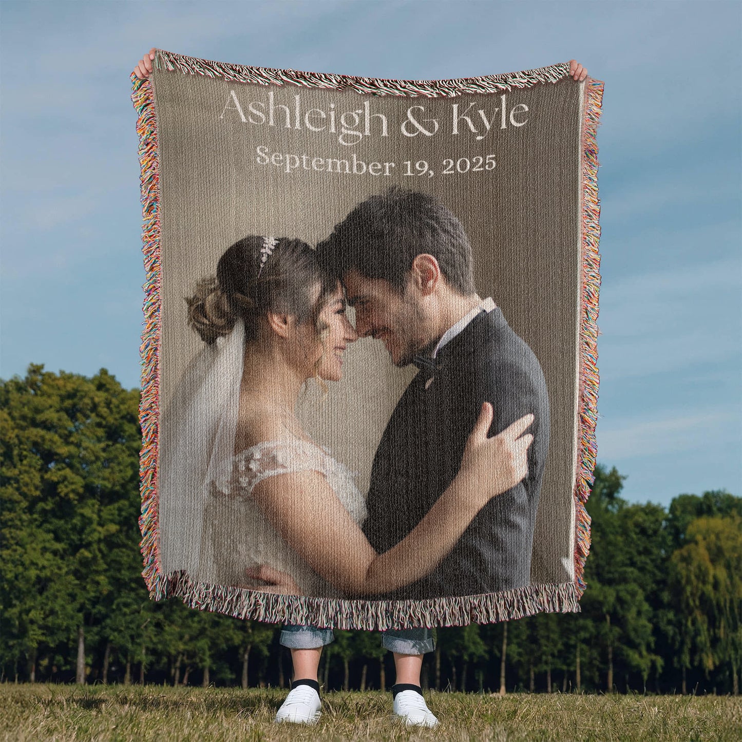 Buyer Upload Photo Heirloom Blanket Wedding Engagement Portrait