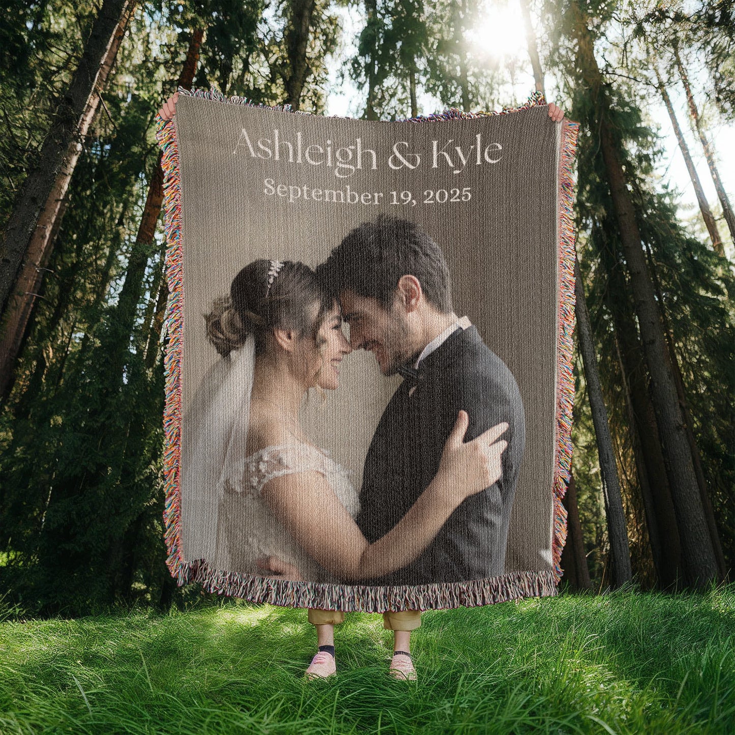 Buyer Upload Photo Heirloom Blanket Wedding Engagement Portrait