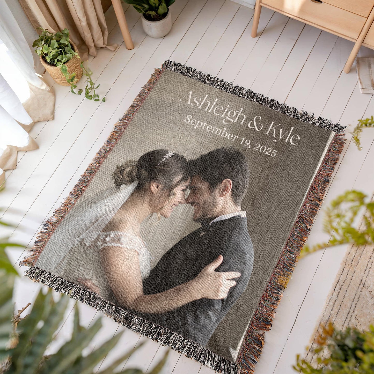 Buyer Upload Photo Heirloom Blanket Wedding Engagement Portrait