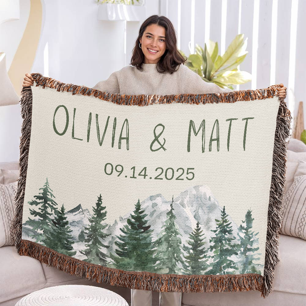 Personalized Couple's Heirloom Blanket Vertical