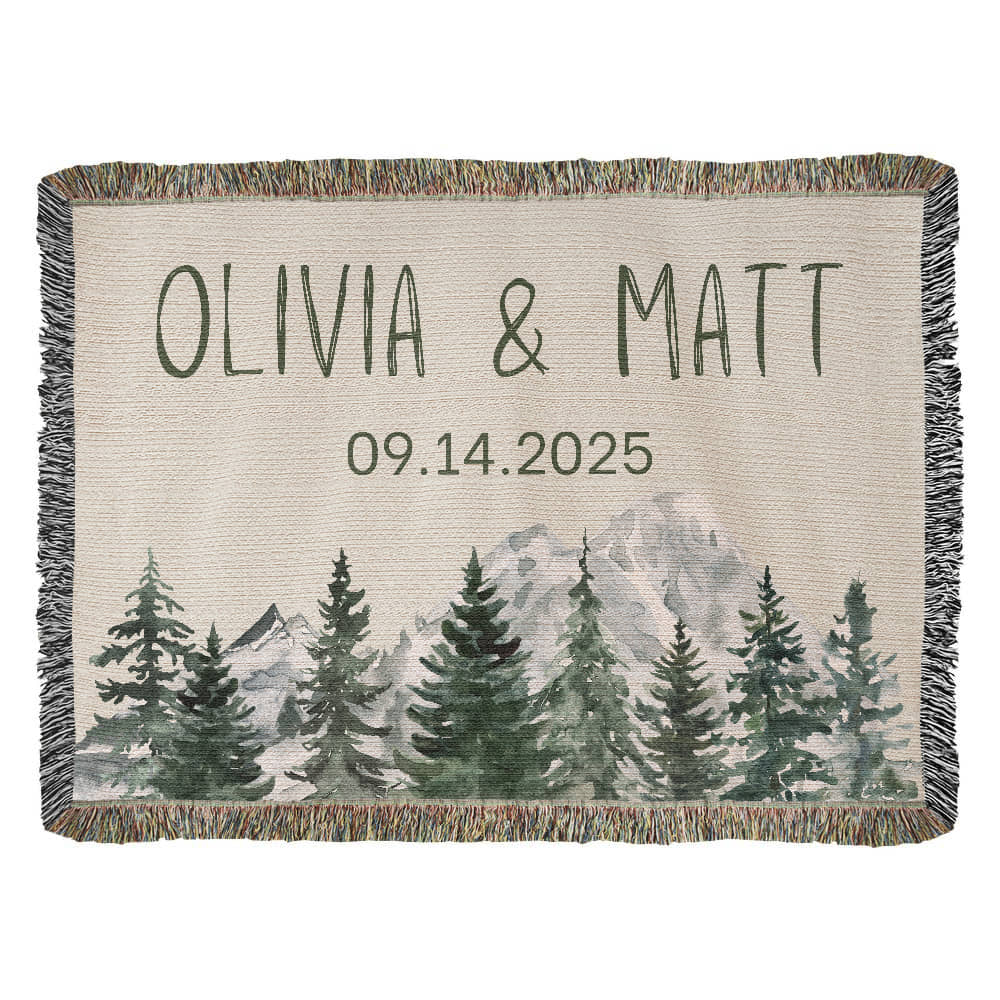 Personalized Couple's Heirloom Blanket Vertical
