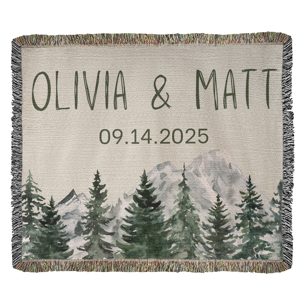 Personalized Couple's Heirloom Blanket Vertical