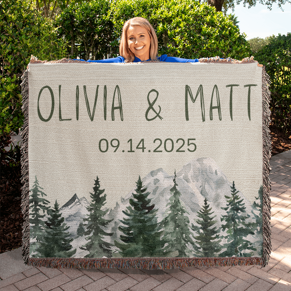 Personalized Couple's Heirloom Blanket Vertical