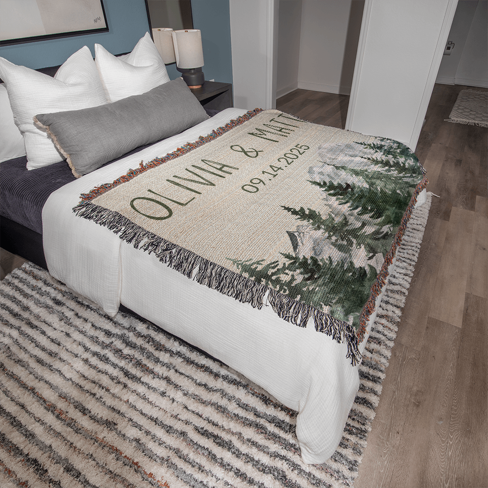 Personalized Couple's Heirloom Blanket Vertical