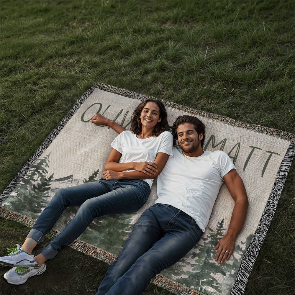 Personalized Couple's Heirloom Blanket Vertical