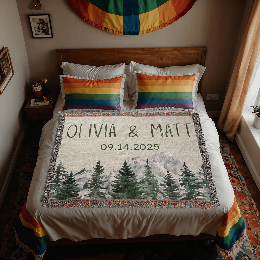 Personalized Couple's Heirloom Blanket Vertical