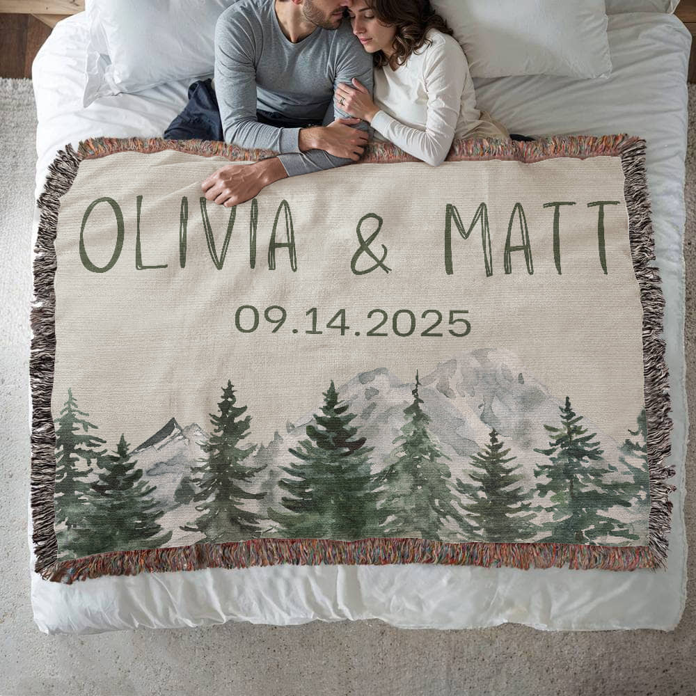 Personalized Couple's Heirloom Blanket Vertical