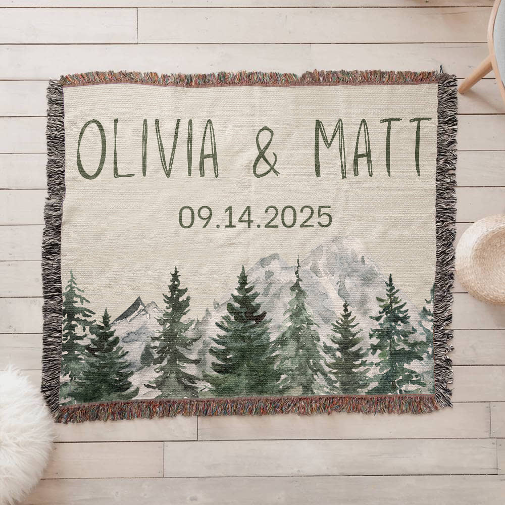 Personalized Couple's Heirloom Blanket Vertical