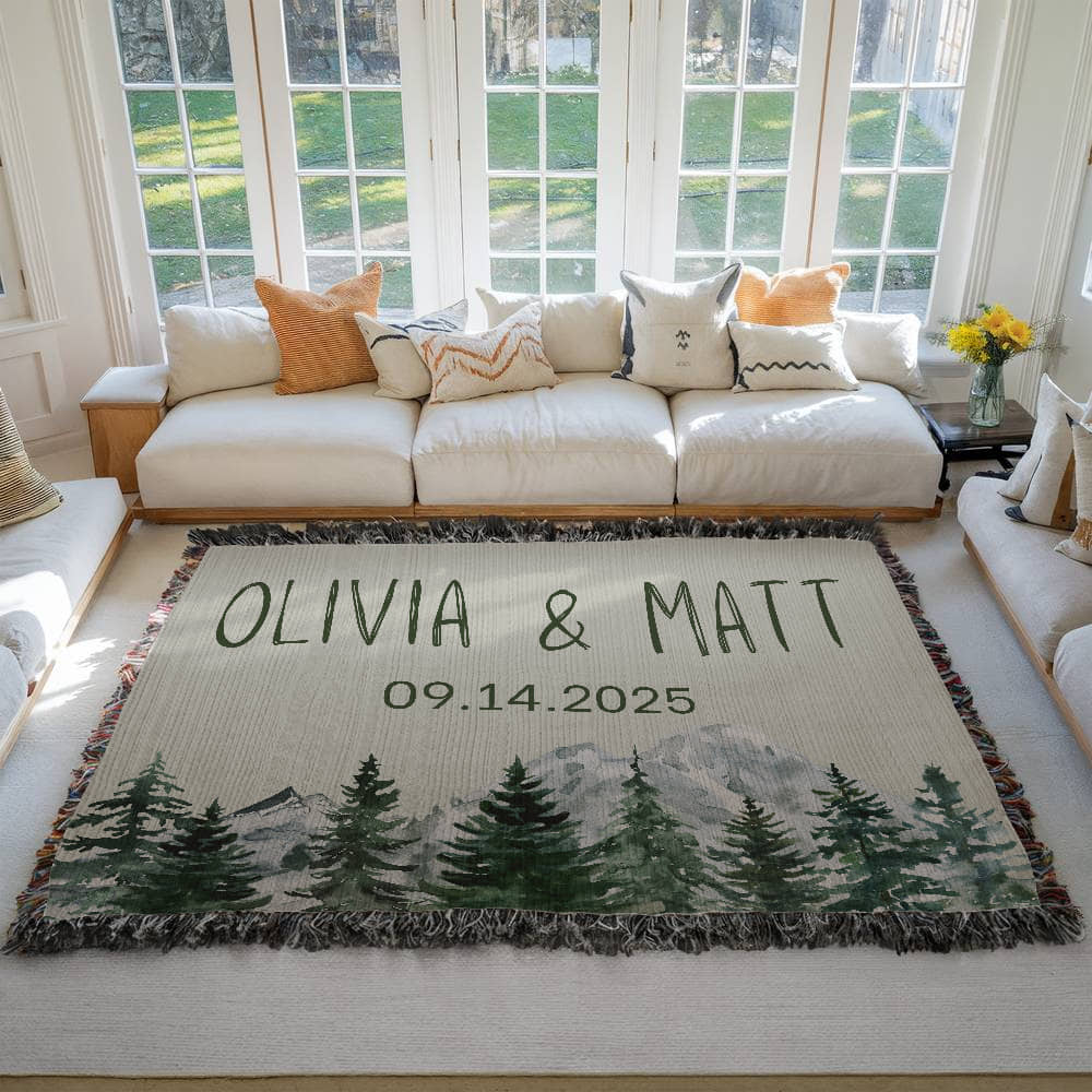 Personalized Couple's Heirloom Blanket Vertical