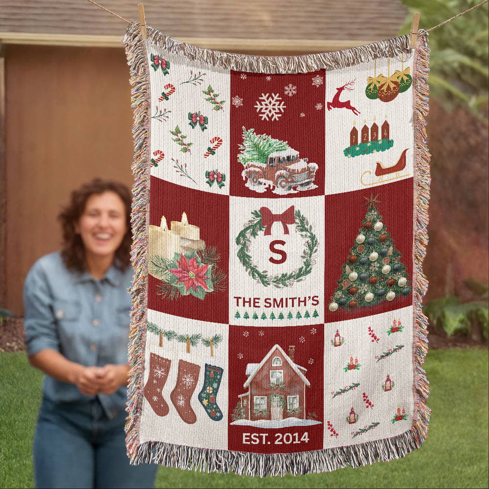 Checkered Family Heirloom Christmas Blanket