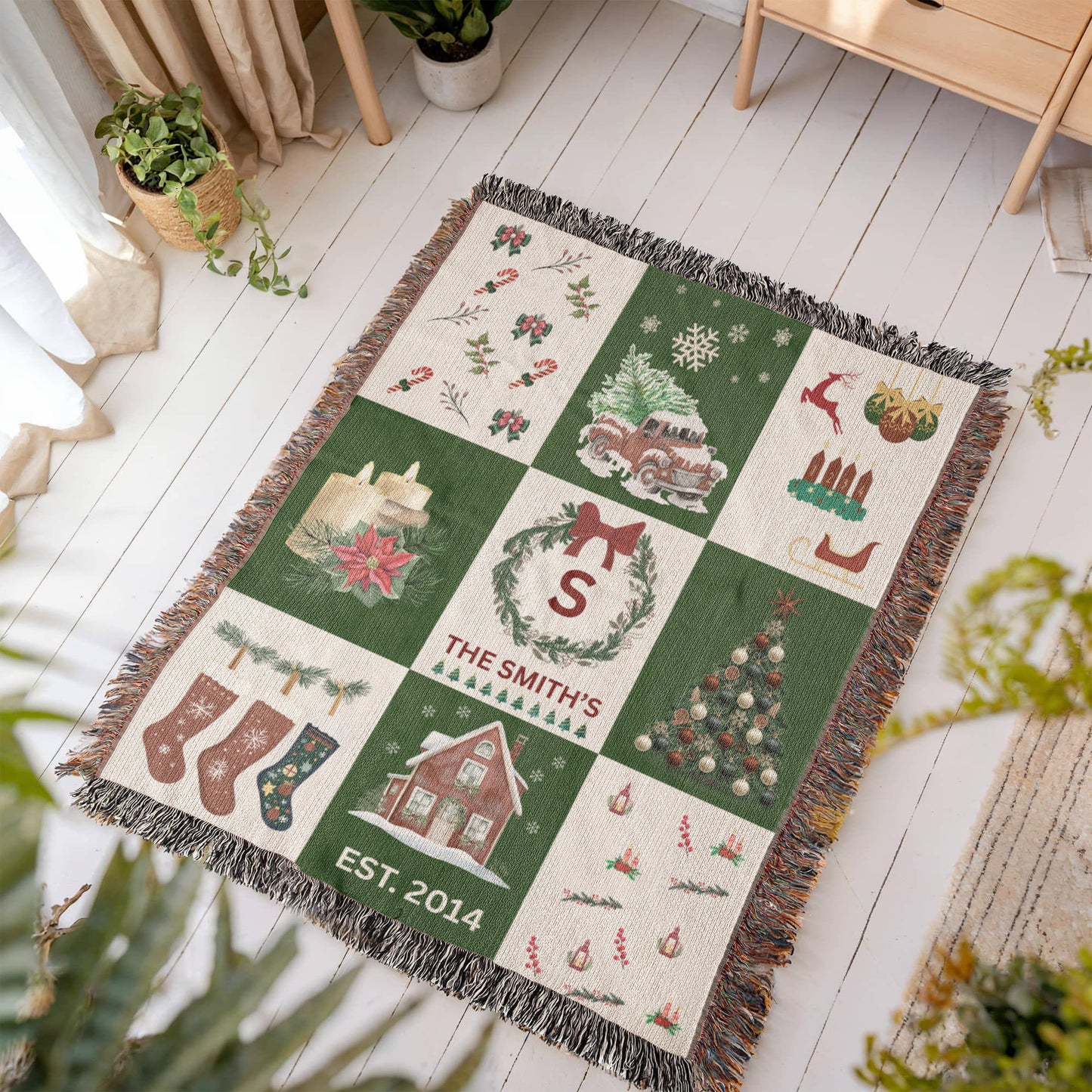 Heirloom Family Blanket (Green Checkers)