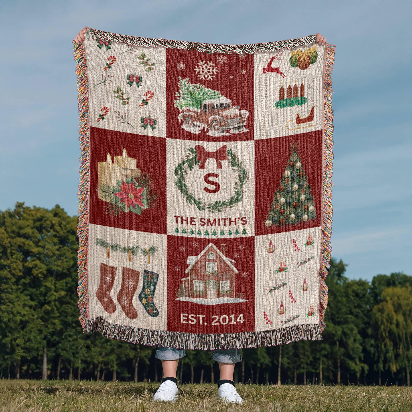 Checkered Family Heirloom Christmas Blanket
