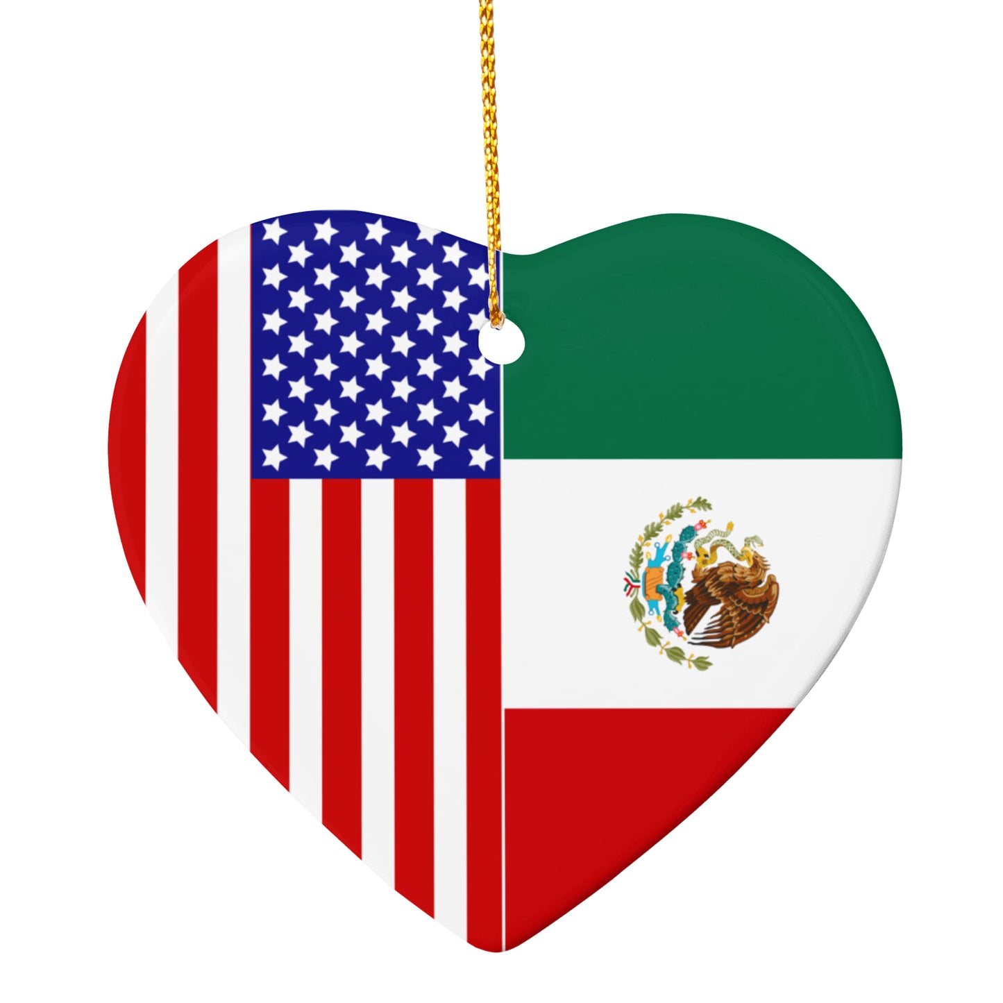 2 Flag Heart Ornament