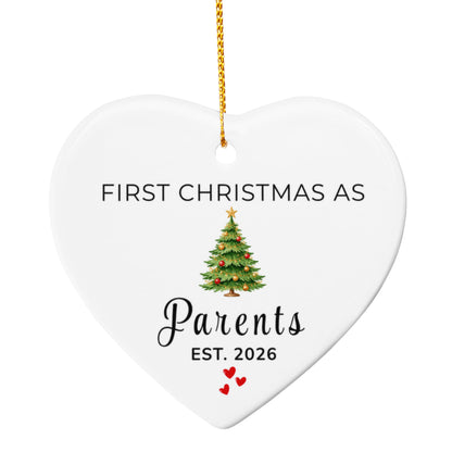 First Christmas as Parents Heart Ornament
