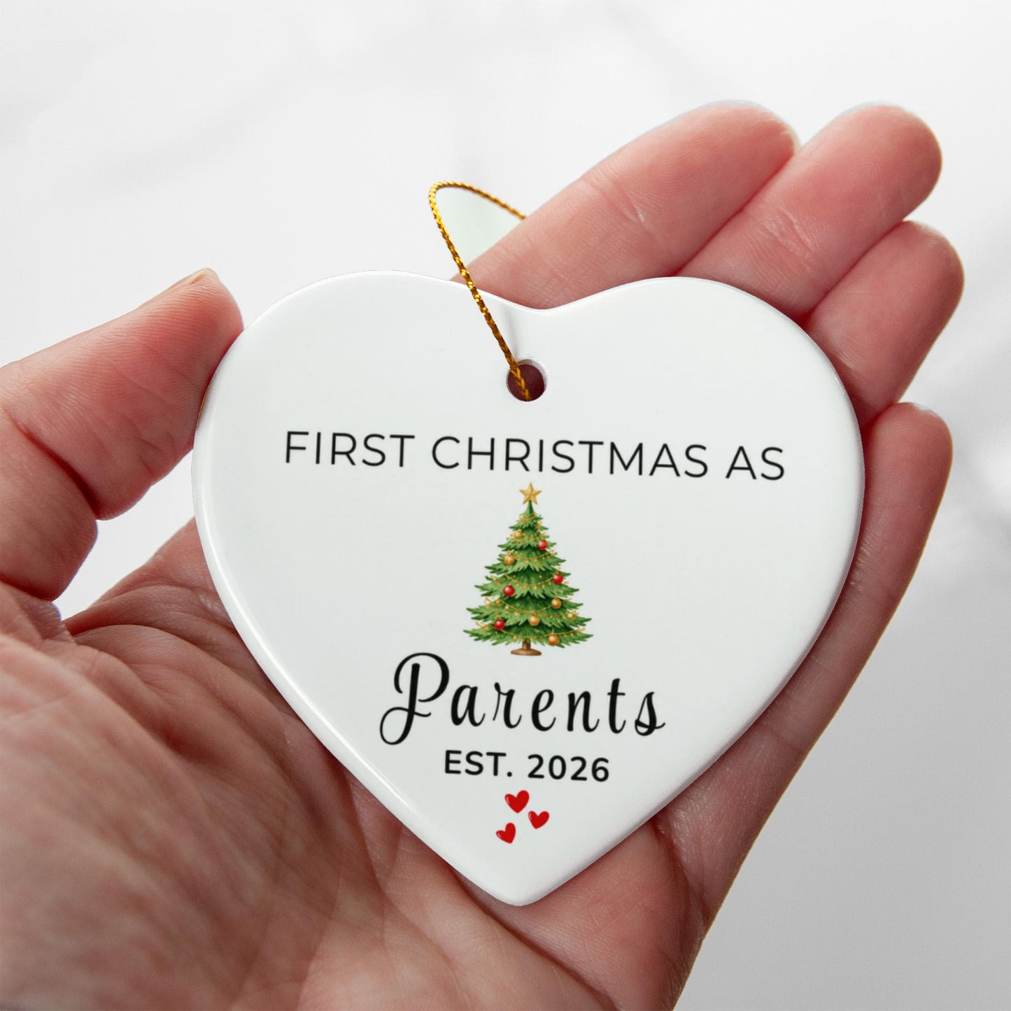 First Christmas as Parents Heart Ornament