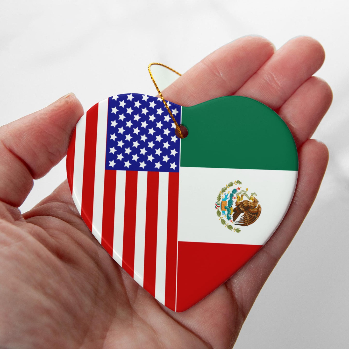 2 Flag Heart Ornament
