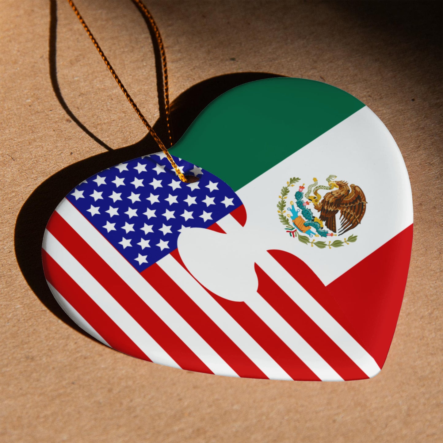 Custom Puzzle Piece 2 Flag Heart Ornament