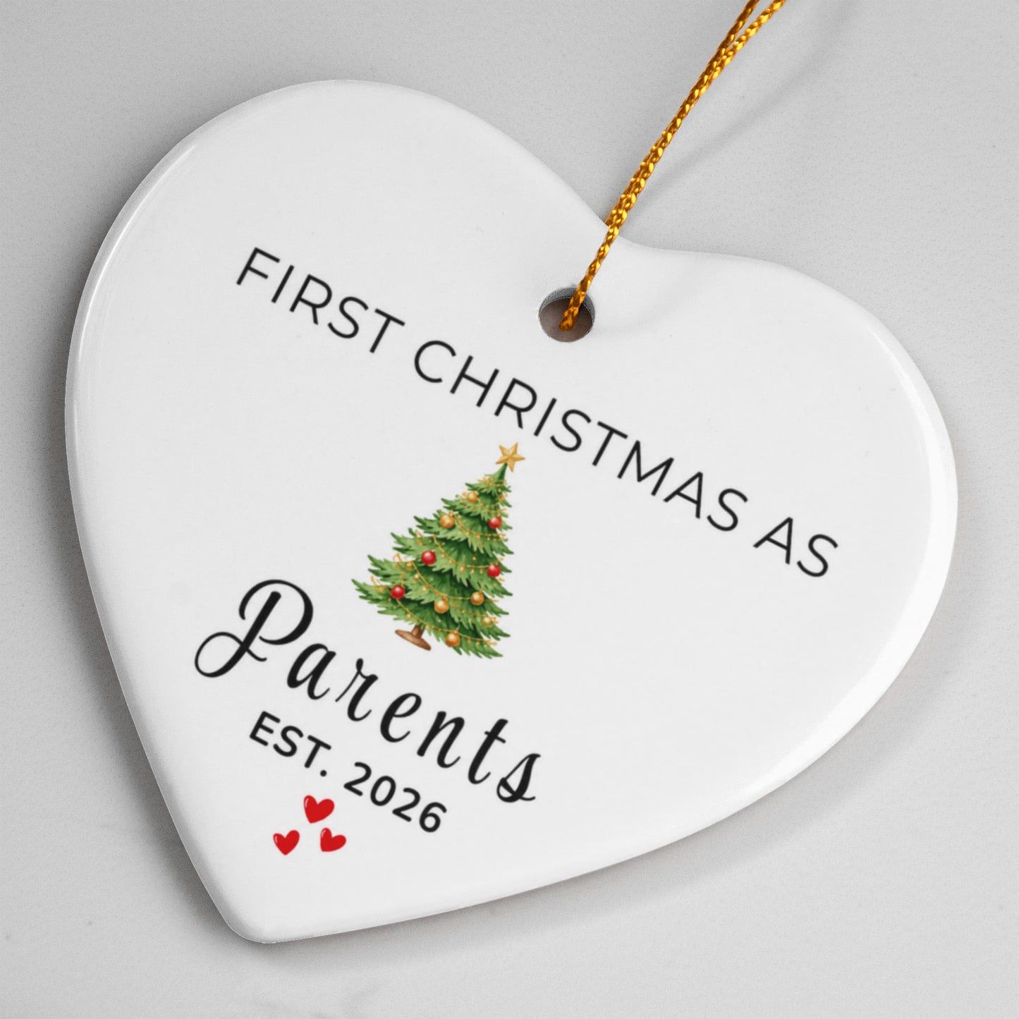 First Christmas as Parents Heart Ornament