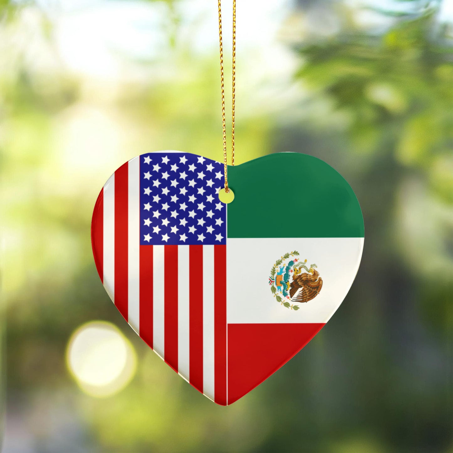 2 Flag Heart Ornament