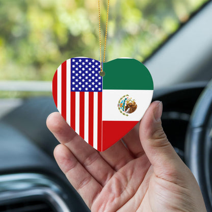 2 Flag Heart Ornament