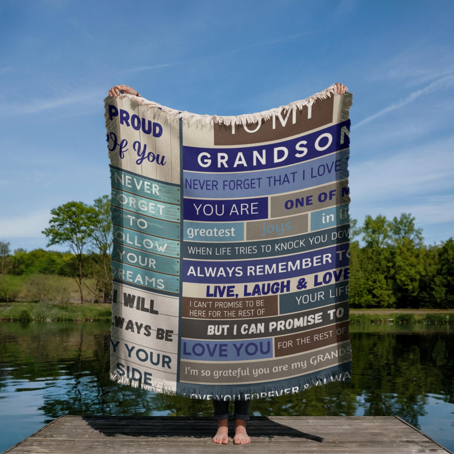 To My Grandson Woven Blanket