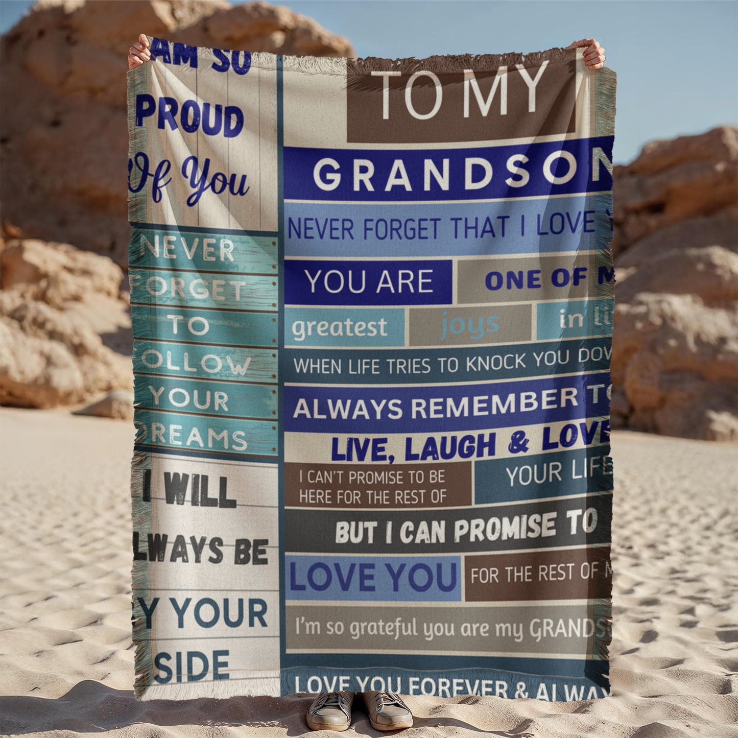 To My Grandson Woven Blanket