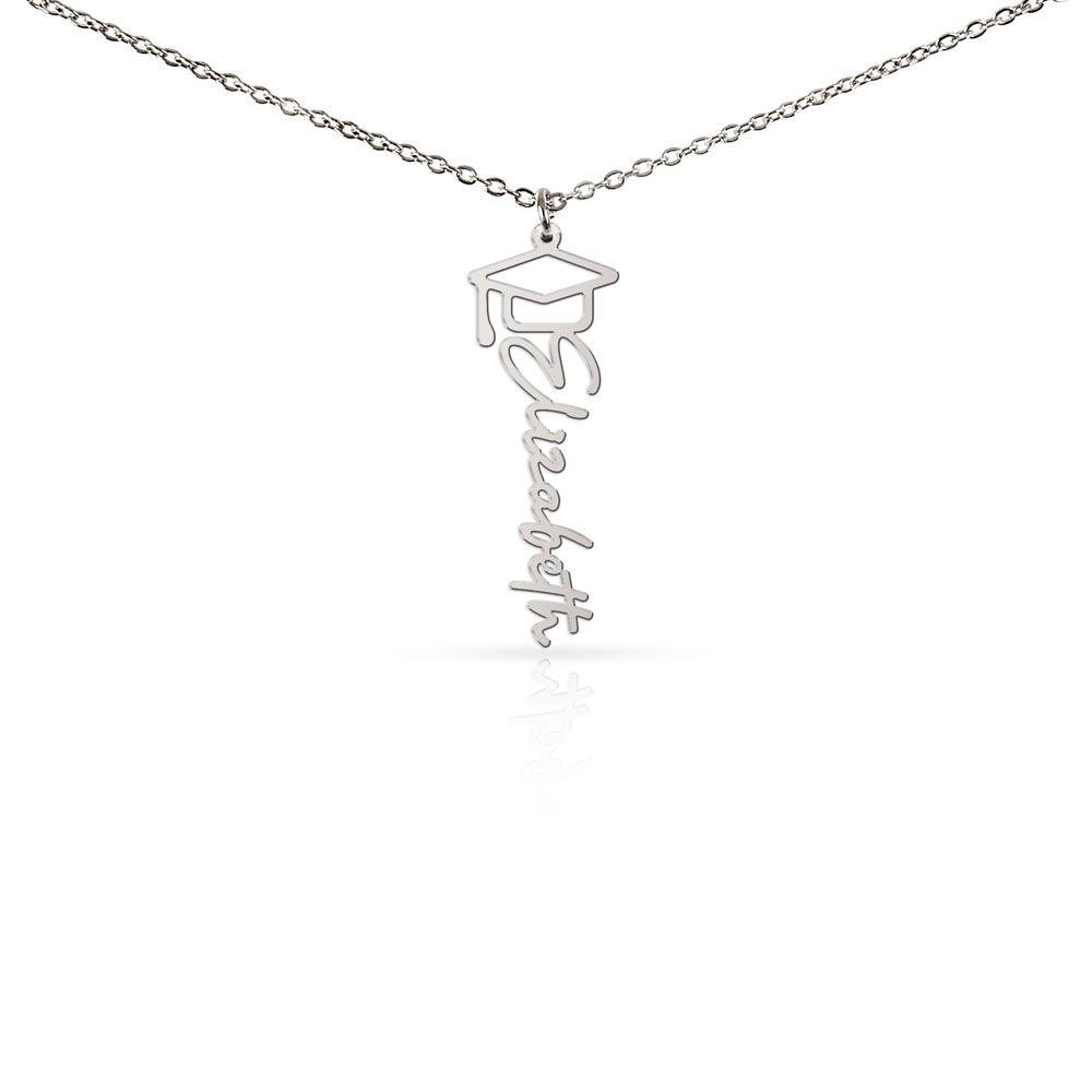 Engraved Name Necklace Graduation Cap